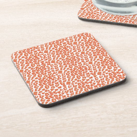 Dessous-de-verre Couleur orange et Empreinte de léopard blanc (Côté gauche)