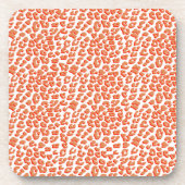 Dessous-de-verre Couleur orange et Empreinte de léopard blanc (Devant)