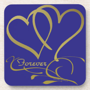 Dessous-de-verre Couleurs de fond modifiables Forever Hearts Gold
