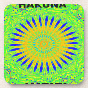 Dessous-de-verre Couleurs en tissu traditionnel africain vert doré