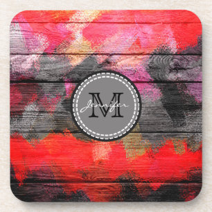 Dessous-de-verre Couleurs peintes Monogramme en bois #8