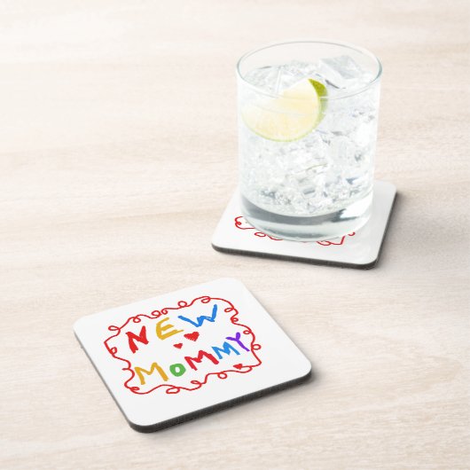 Dessous-de-verre Couleurs primaires Texte Nouveaux cadeaux maman (Côté Droit)