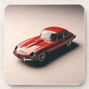 Dessous-de-verre Coupe Jaguar de type E (rouge)