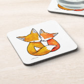 Dessous-de-verre Couple de renards câlins Aquarelle originale d'art (Côté gauche)