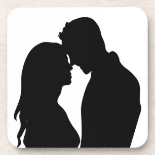DESSOUS-DE-VERRE COUPLE ROMANTIQUE SILHOUETTE