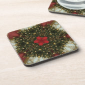 Dessous-de-verre Courbe de Noël Rouge Vert or avec étoile rouge (Côté gauche)