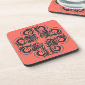 Dessous-de-verre Courbe Graphite & Coral Retro (Côté gauche)