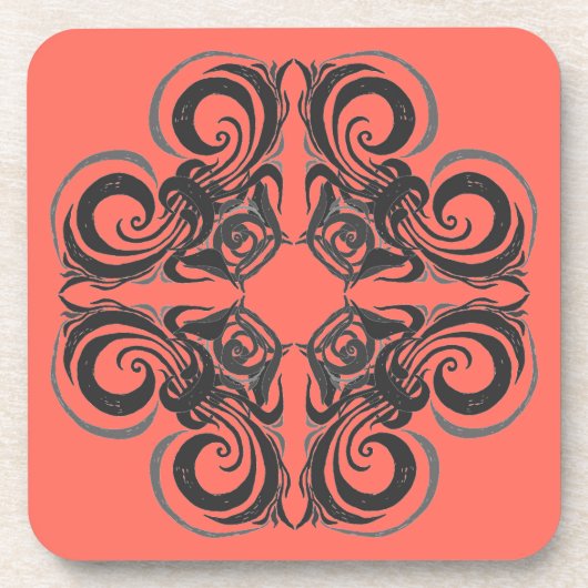 Dessous-de-verre Courbe Graphite & Coral Retro (Devant)