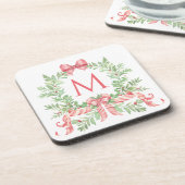 Dessous-de-verre Couronne de Noël à monogramme (Côté gauche)