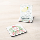 Dessous-de-verre Couronne de Noël à monogramme (Côté Droit)