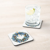 Dessous-de-verre Couronne de Noël bleue et or (Côté Droit)