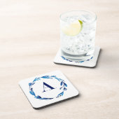 Dessous-de-verre Couronne florale bleue "A" (Côté Droit)