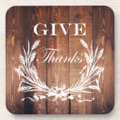 Dessous-de-verre couronne rustique de thanksgiving en bois de grang (Devant)