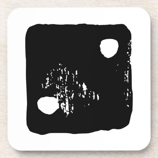 Dessous-de-verre Coussin noir et blanc #2 Linocut rustique (Devant)