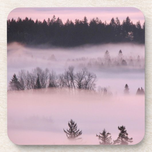 Dessous-de-verre Couverture de brouillard rose. (Devant)
