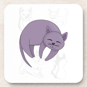 Dessous-de-verre Couvre-lit Dessins de Chat Gris Endormi et Chatons