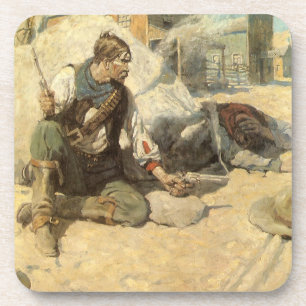 Dessous-de-verre Cow-boys western vintage, Hopalong par NC Wyeth