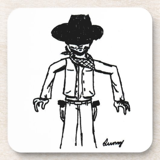 Dessous de verre Cowboy Sketch - Ensemble de 6 (Devant)