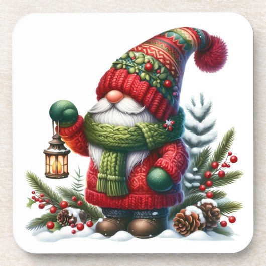 Dessous-de-verre Cozy Christmas Gnome Art – Festive Holiday (Devant)