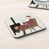 Dessous-de-verre Cozy Santa Fireplace Pattern Hard Plastic Coasters (Côté gauche)