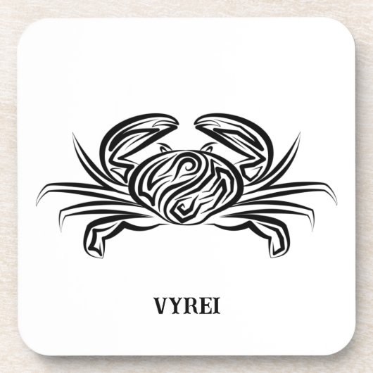 Dessous-de-verre Crabe tribal noir et blanc (Devant)