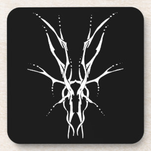Dessous-de-verre Crâne de cerf tribal noir et blanc pour la chasse