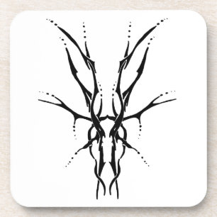 Dessous-de-verre Crâne de cerf tribal noir motif de chasse