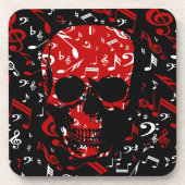 Dessous-de-verre Crâne de notes musicales rouges (Devant)