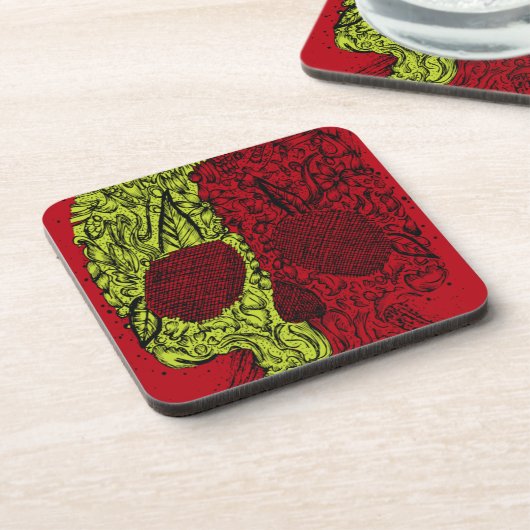 Dessous-de-verre Crâne molle sur rouge sang (Côté gauche)