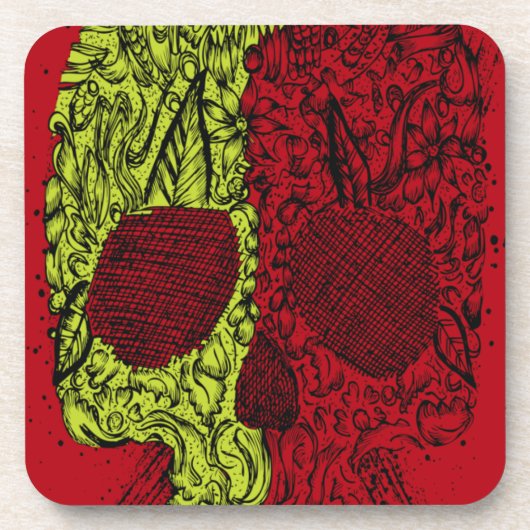 Dessous-de-verre Crâne molle sur rouge sang (Devant)