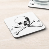 Dessous-de-verre Crâne noir et blanc et os (Côté gauche)