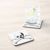 Dessous-de-verre Crâne noir et blanc et os (Côté Droit)