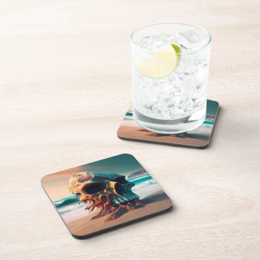 Dessous-de-verre Crâne sur la plage (Côté Droit)