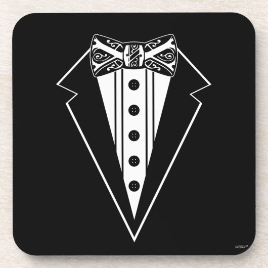 Dessous-de-verre Cravate Bow noir et blanc avec Tux (Devant)