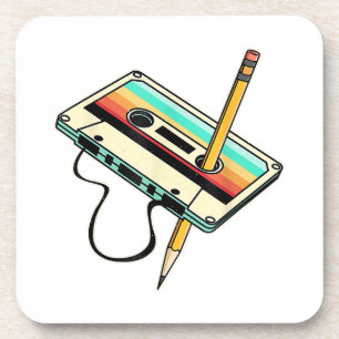 Dessous-de-verre Crayon de cassette audio 80s Lancer Rétro Vintage