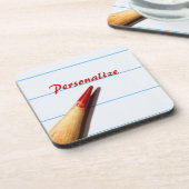 Dessous-de-verre Crayon De L'Enseignant Rouge Sur Papier Linqué Ave (Côté gauche)