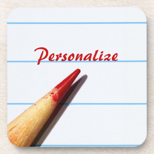 Dessous-de-verre Crayon De L'Enseignant Rouge Sur Papier Linqué Ave (Devant)