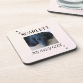 Dessous-de-verre Cream Blush Minimal Pet Photo with Paw Prints (Côté gauche)