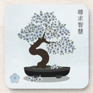 Dessous-de-verre Création graphique de bonsaï fleuri asiatique