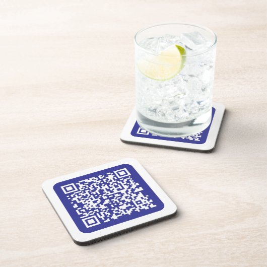 Dessous-de-verre Créer un code QR scannable | Bleu foncé modifiable (Côté Droit)