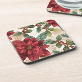 Dessous-de-verre Crème verte rouge Retro les années 50 Poinsettia (Côté gauche)