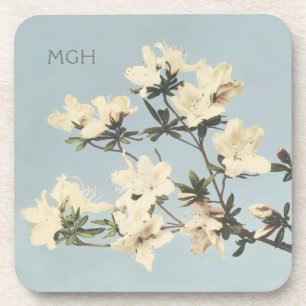Dessous-de-verre Crème vintage blanche Azalea Fleurs Monogramme Cor