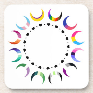 Dessous-de-verre Crescent Pride Lunes et Bague Coeur