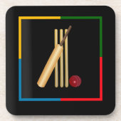 Dessous-de-verre Cricket, wicket, chauve-souris et balle, (Devant)