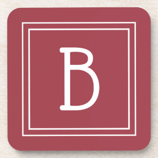 Dessous-de-verre Crimson monogramme moderne rouge et blanc initial