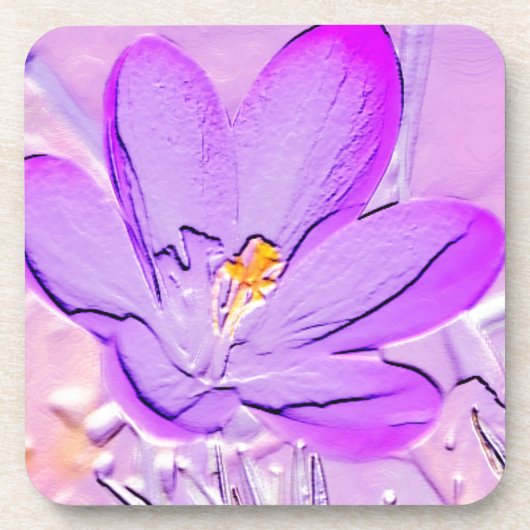 Dessous-de-verre Crocus violet embouti (Devant)