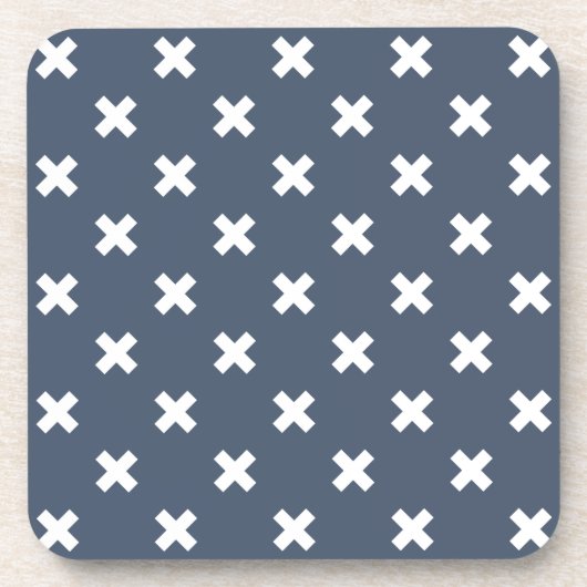 Dessous-de-verre Croix blanches sur bleu-gris (Devant)