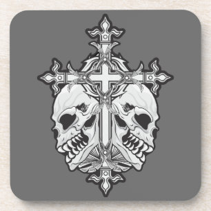 Dessous-de-verre Croix gothique avec crânes