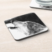 Dessous-de-verre Croquis noir et blanc Loup gris (Côté gauche)