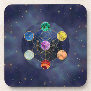 Dessous-de-verre Cube de Metatron Chakras Géométrie sacrée